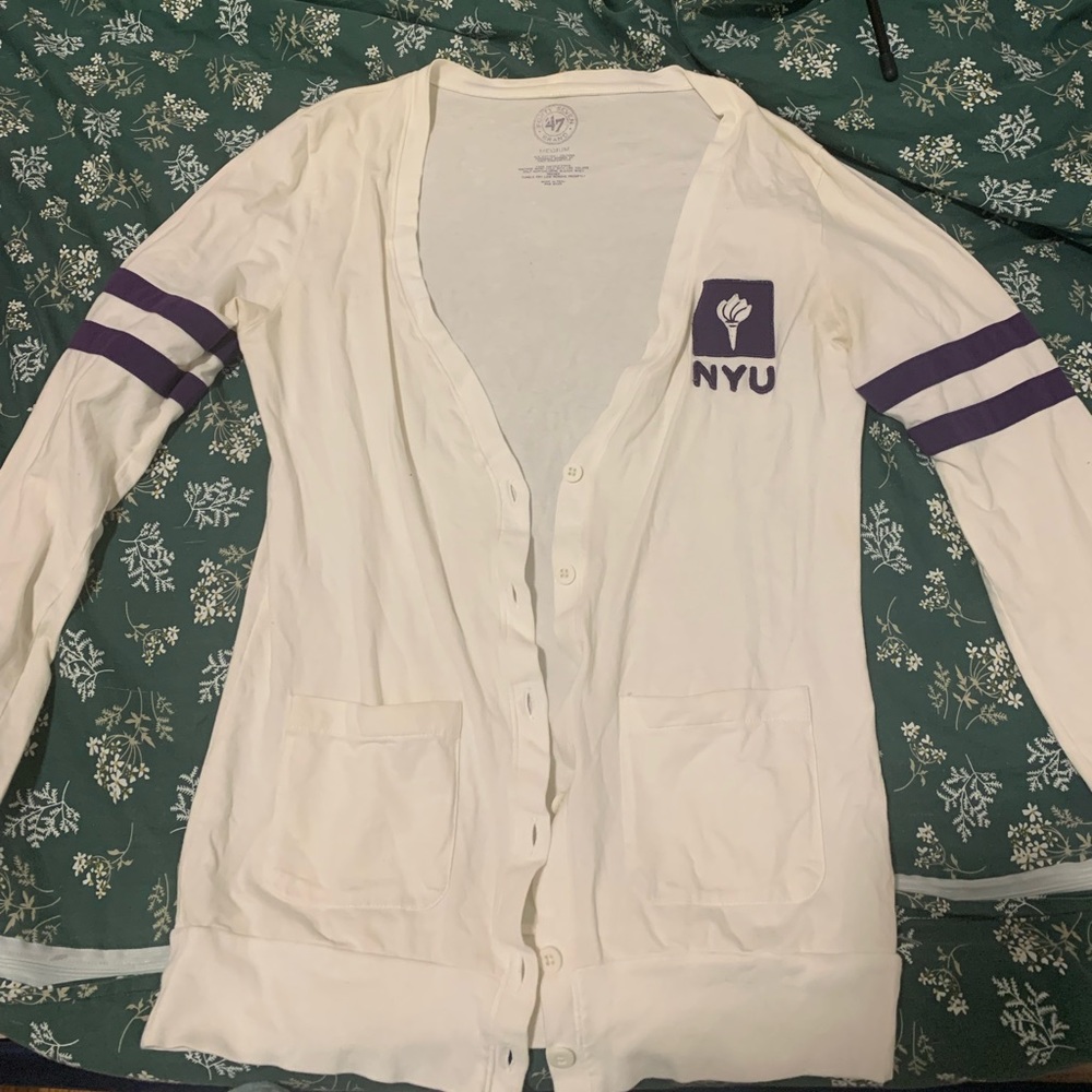 White NYU Cardigan